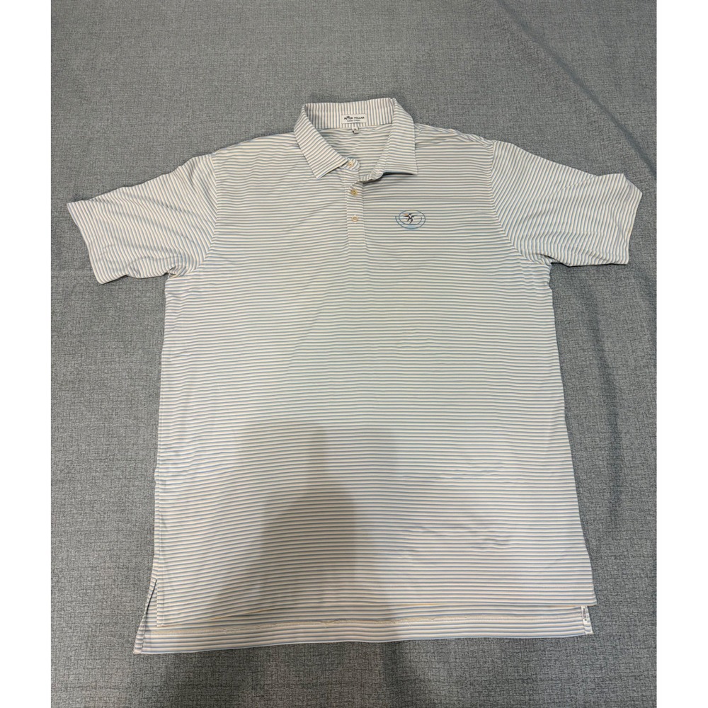 Peter Millar SummerComfort Polo ShirtMens XL Blue YellowStriped Golf Performance